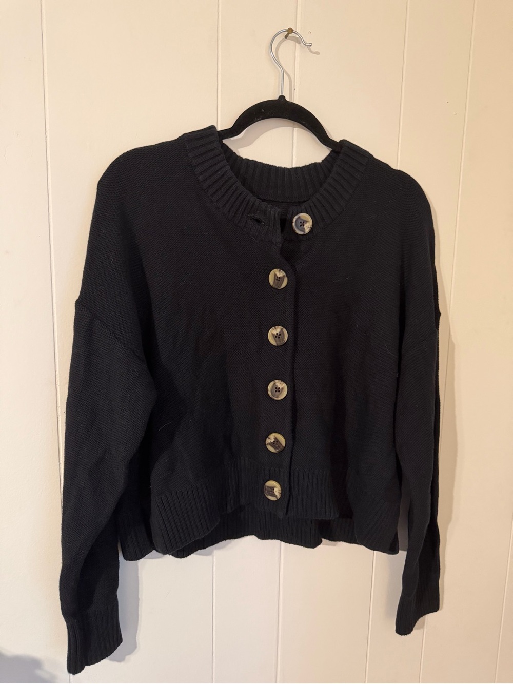Quince Black Button-Front Women's Sweater Cardigan